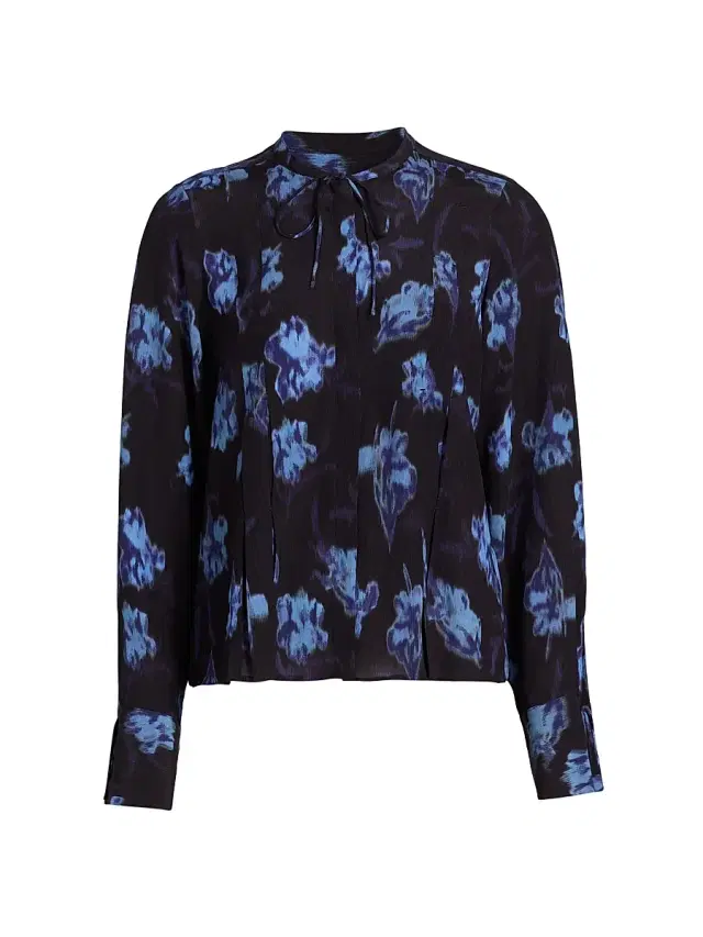 rag & bone Women's Arden Printed Pleated Blouse - Dark Floral Print