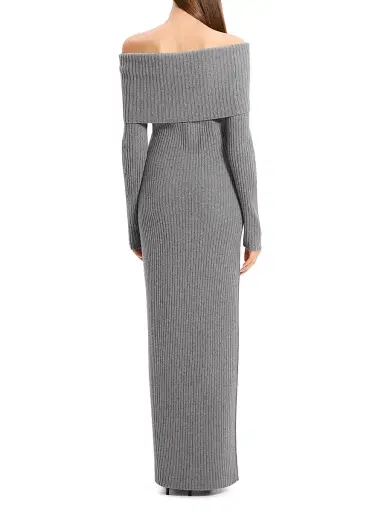 Theory Women's Off-The-Shoulder Ribbed Wool-Cashmere Maxi Dress | Thumbnail 4