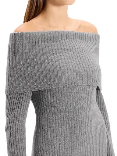 Theory Women's Off-The-Shoulder Ribbed Wool-Cashmere Maxi Dress | Thumbnail 6