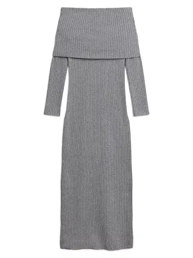 Theory Women's Off-The-Shoulder Ribbed Wool-Cashmere Maxi Dress | Thumbnail 1