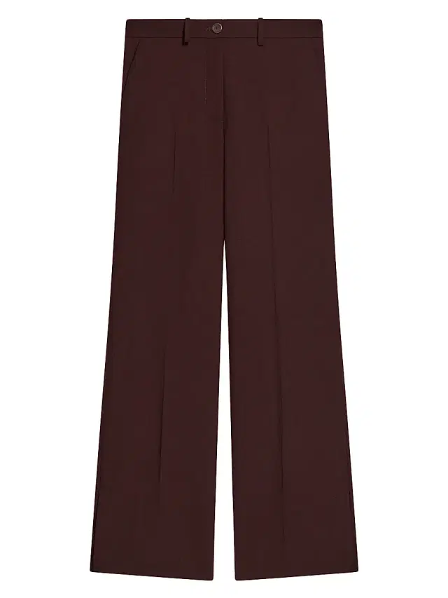 Women's Vented Pleat-Front Virgin Wool Trousers - Mahogany
