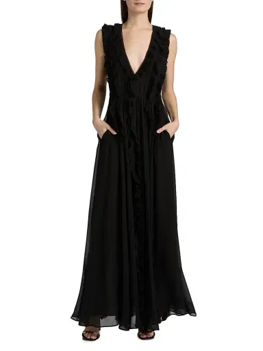Ulla Johnson Women's Aida Silk Cascading Ruffle Gown | Thumbnail 3