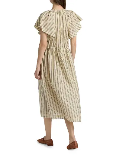 Ulla Johnson Women's Ariane Striped Cotton Tieneck Midi-Dress | Thumbnail 5 Ulla Johnson Women's Ariane Striped Cotton Tieneck Midi-Dress | Thumbnail 5