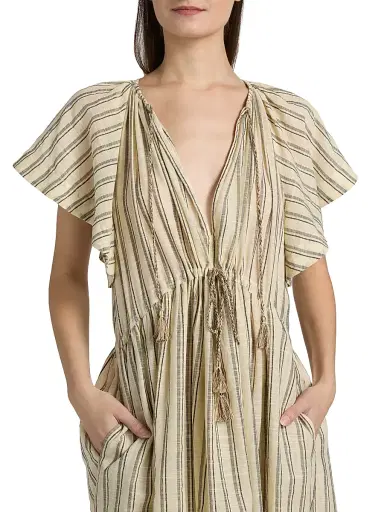 Ulla Johnson Women's Ariane Striped Cotton Tieneck Midi-Dress | Thumbnail 6 Ulla Johnson Women's Ariane Striped Cotton Tieneck Midi-Dress | Thumbnail 6