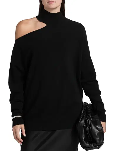 Lisa Yang Women's Capsule Alvia Cutout Cashmere Sweater - Black - Size Medium | Thumbnail 3