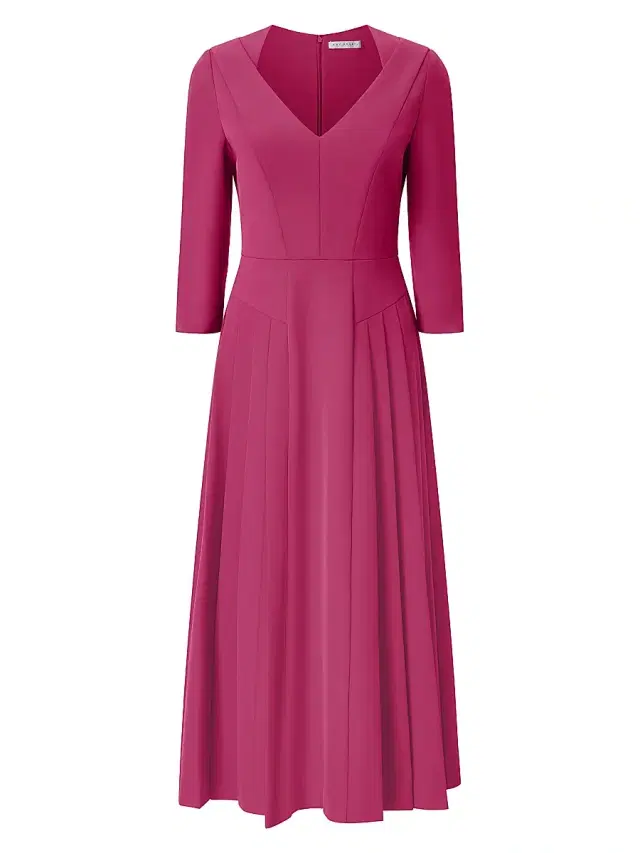 Kay Unger Women's Enola Stretch-Crepe V-Neck Midi-Dress - Sangria