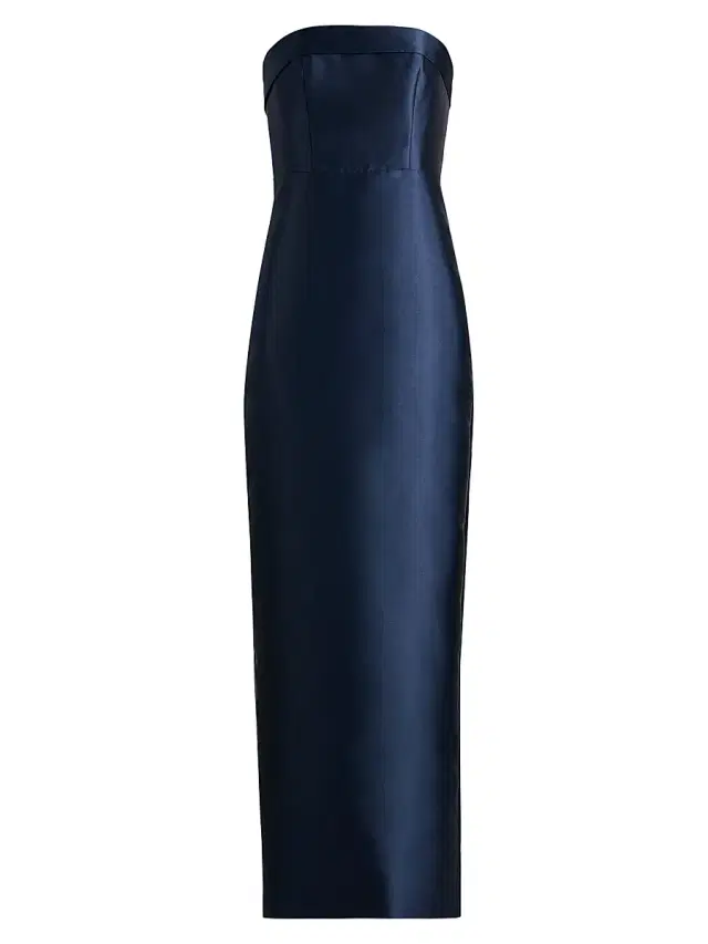 Theia Women's Gaia Mikado Strapless Column Gown - Nautical Navy