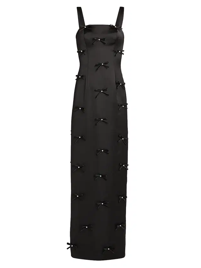 As It May Women's Amora Embellished Bow Satin Gown - Black