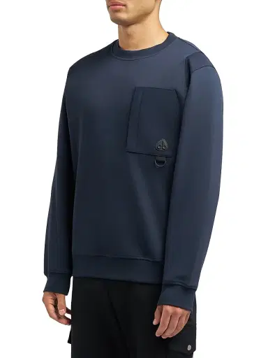 Moose Knuckles Men's Interlock Sportswear Dalon Cotton Crewneck Sweatshirt - Navy | Thumbnail 5