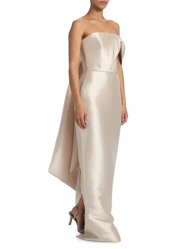 Amsale Women's Satin One-Shoulder Column Gown - Champagne - Size 12 | Thumbnail 2