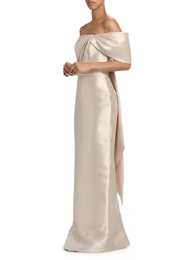 Amsale Women's Satin One-Shoulder Column Gown - Champagne - Size 12 | Thumbnail 4