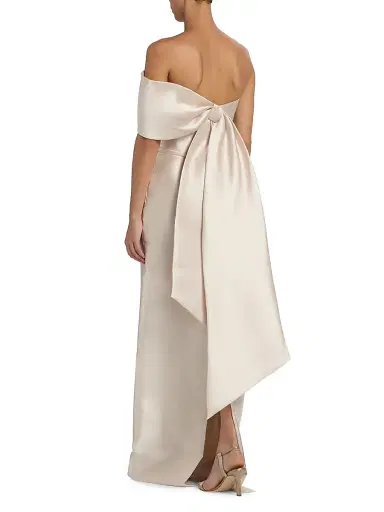 Amsale Women's Satin One-Shoulder Column Gown - Champagne - Size 12 | Thumbnail 5