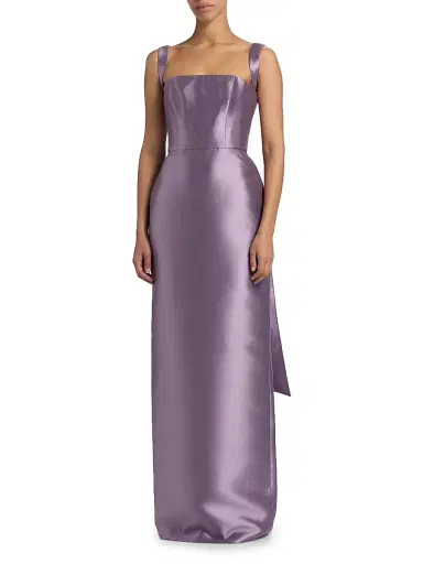 Amsale Women's Satin Square-Neck Column Gown - Violet - Size 0 | Thumbnail 3