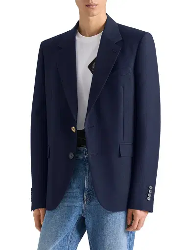 Givenchy Men's Single-Breasted Blazer in Wool and Mohair - Navy - Size 48 | Thumbnail 2