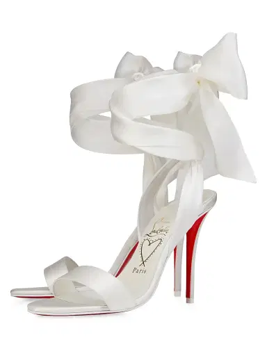 Christian Louboutin Women's Miss Z Du Desert 100MM Satin Sandals - Ivory - Size 12.5 | Thumbnail 2