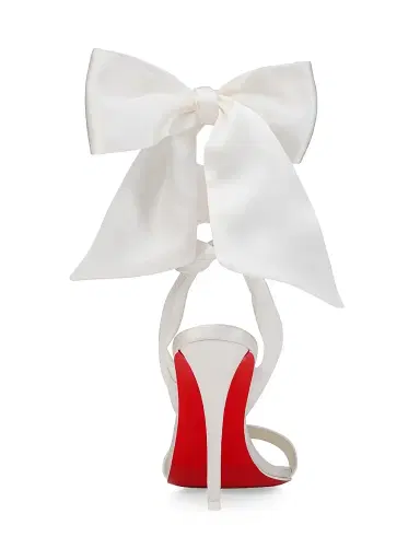 Christian Louboutin Women's Miss Z Du Desert 100MM Satin Sandals - Ivory - Size 12.5 | Thumbnail 3