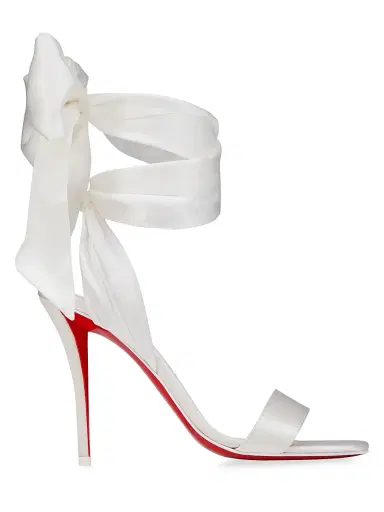 Christian Louboutin Women's Miss Z Du Desert 100MM Satin Sandals - Ivory - Size 12.5 | Thumbnail 1