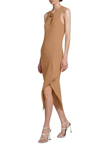Stella McCartney Women's Asymmetric Rib-Knit Cotton Midi-Dress | Thumbnail 4 Stella McCartney Women's Asymmetric Rib-Knit Cotton Midi-Dress | Thumbnail 4