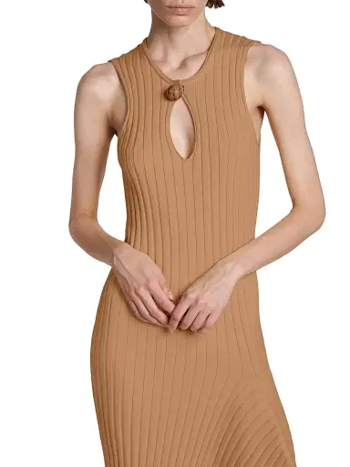 Stella McCartney Women's Asymmetric Rib-Knit Cotton Midi-Dress | Thumbnail 6 Stella McCartney Women's Asymmetric Rib-Knit Cotton Midi-Dress | Thumbnail 6