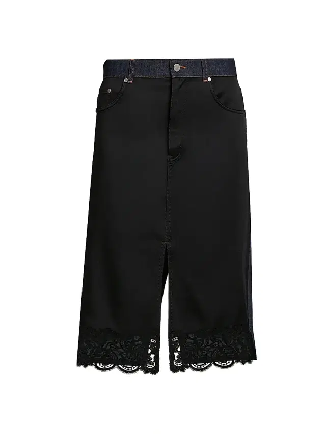 Women's Slip Denim Midi-Skirt - Dark Blue