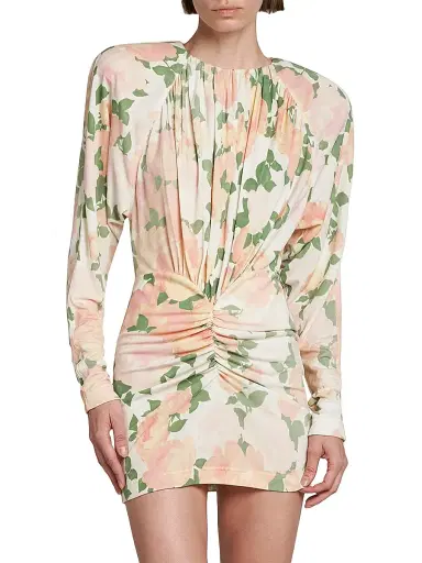 Stella McCartney Women's Floral Crêpe Ruched Minidress | Thumbnail 3 Stella McCartney Women's Floral Crêpe Ruched Minidress | Thumbnail 3