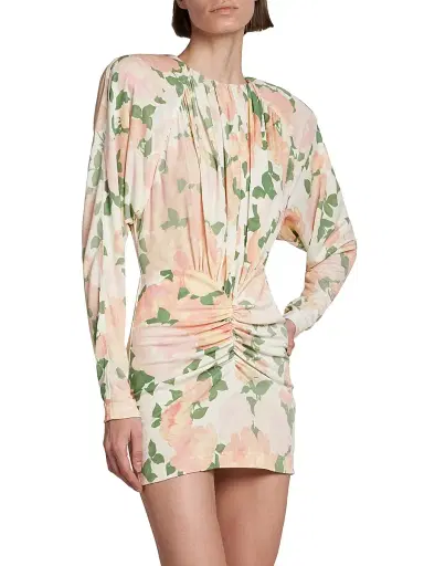 Stella McCartney Women's Floral Crêpe Ruched Minidress | Thumbnail 4 Stella McCartney Women's Floral Crêpe Ruched Minidress | Thumbnail 4