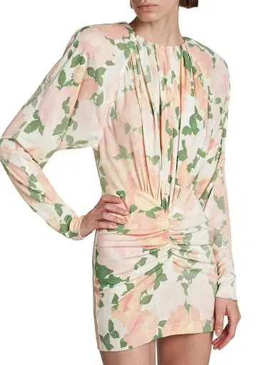 Stella McCartney Women's Floral Crêpe Ruched Minidress | Thumbnail 6 Stella McCartney Women's Floral Crêpe Ruched Minidress | Thumbnail 6
