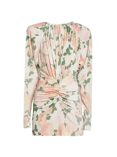 Stella McCartney Women's Floral Crêpe Ruched Minidress | Thumbnail 1 Stella McCartney Women's Floral Crêpe Ruched Minidress | Thumbnail 1