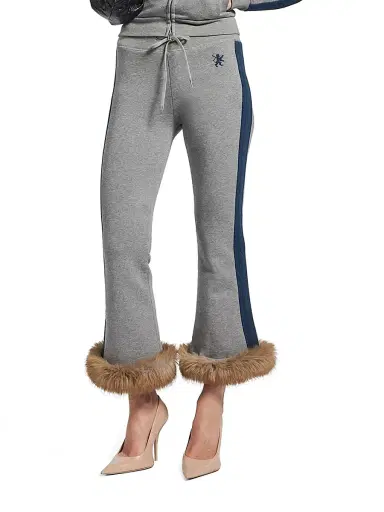 Balenciaga Women's Lion Flared Capri Sweatpants - Dark Heather Grey | Thumbnail 3