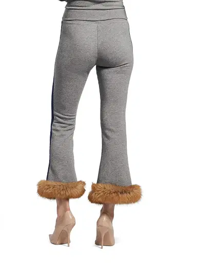 Balenciaga Women's Lion Flared Capri Sweatpants - Dark Heather Grey | Thumbnail 5
