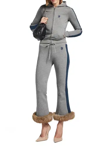 Balenciaga Women's Lion Flared Capri Sweatpants - Dark Heather Grey | Thumbnail 7