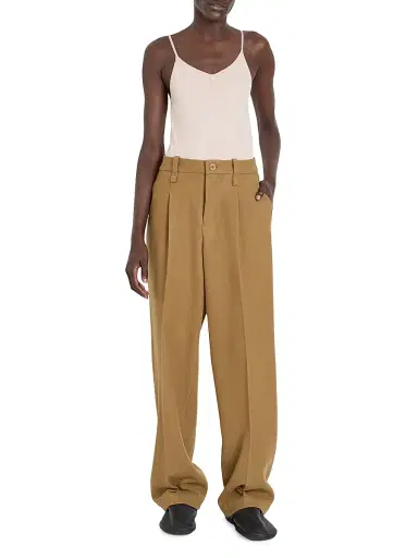 Issey Miyake Women's Pleated Wool Tweed Pants - Beige - Size Medium | Thumbnail 2