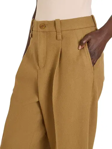 Issey Miyake Women's Pleated Wool Tweed Pants - Beige - Size Medium | Thumbnail 6
