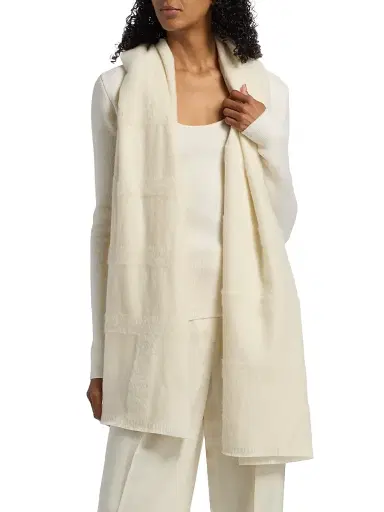 Toteme Women's Wool Scarf - White | Thumbnail 1