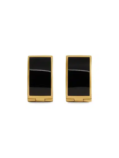 Toteme Women's Signature 18K-Gold-Plated & Enamel Hoop Earrings - Black Gold | Thumbnail 1