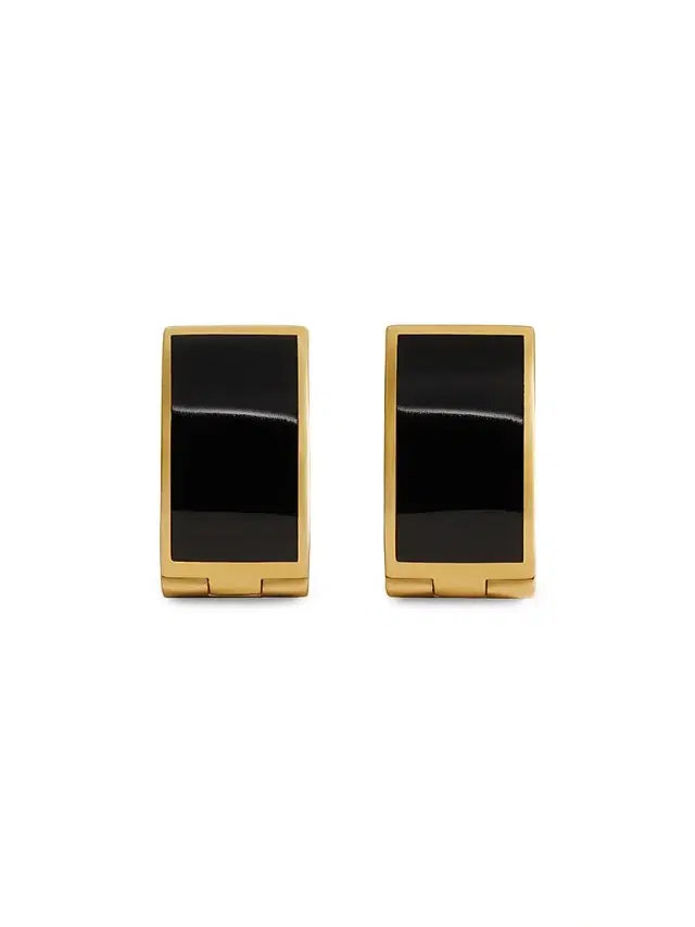 Women's Signature 18K-Gold-Plated & Enamel Hoop Earrings - Black Gold