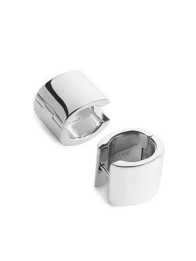 Toteme Women's Petite Signature Rhodium-Plated Hoop Earrings - Silver | Thumbnail 2 Toteme Women's Petite Signature Rhodium-Plated Hoop Earrings - Silver | Thumbnail 2