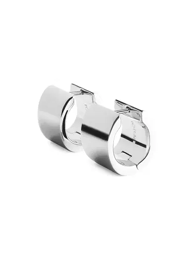 Toteme Women's Petite Signature Rhodium-Plated Hoop Earrings - Silver | Thumbnail 3