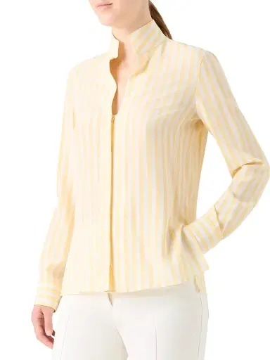 Akris Women's Striped Silk Crêpe Blouse - Sun Ecru - Size 2 | Thumbnail 4