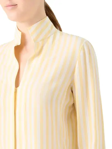 Akris Women's Striped Silk Crêpe Blouse - Sun Ecru - Size 2 | Thumbnail 6