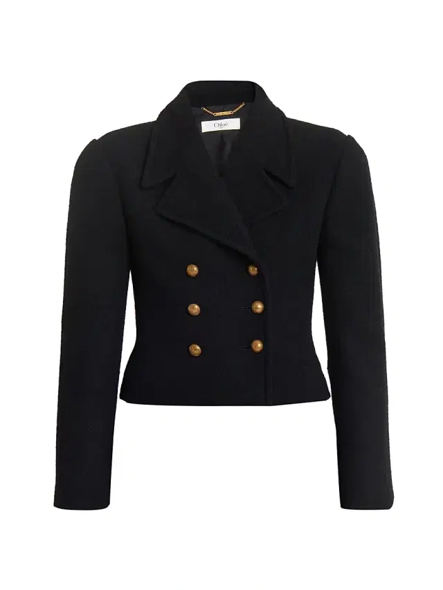Women's Wool-Blend Double-Breasted Blazer - Black