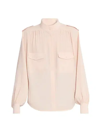Chloé Women's Shirred Yoke Silk Blouse - Delicate Pink | Thumbnail 1 Chloé Women's Shirred Yoke Silk Blouse - Delicate Pink | Thumbnail 1