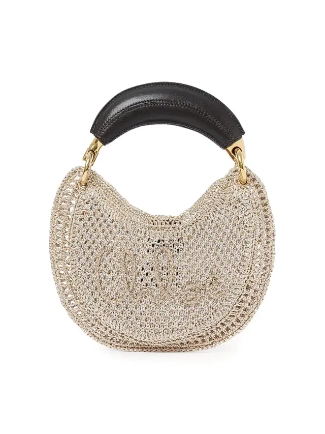Chloé Women's Mini Summer Banana Glitter Crochet Top Handle Bag - Silver