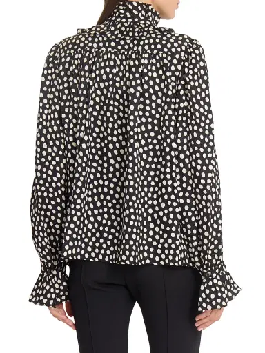 Chloé Women's Dot Print Silk Ruffle Blouse - Beige Black | Thumbnail 5 Chloé Women's Dot Print Silk Ruffle Blouse - Beige Black | Thumbnail 5