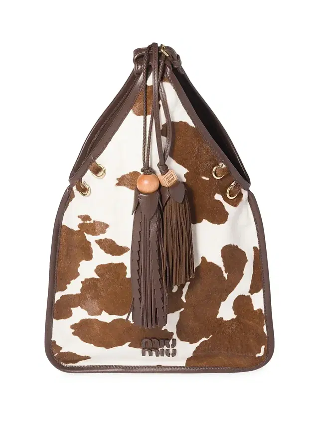 Women's Calf Hair Shoulder Bag - White Brown