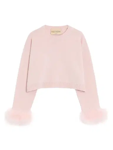 Valentino Garavani Women's Cashmere Sweater with Feathers | Thumbnail 1 Valentino Garavani Women's Cashmere Sweater with Feathers | Thumbnail 1