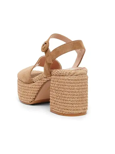 Gianvito Rossi Women's Carol Marbella Suede & Raffia Platform Sandals - Camel Natural - Size 11 | Thumbnail 3 Gianvito Rossi Women's Carol Marbella Suede & Raffia Platform Sandals - Camel Natural - Size 11 | Thumbnail 3