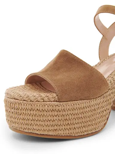 Gianvito Rossi Women's Carol Marbella Suede & Raffia Platform Sandals - Camel Natural - Size 11 | Thumbnail 5 Gianvito Rossi Women's Carol Marbella Suede & Raffia Platform Sandals - Camel Natural - Size 11 | Thumbnail 5