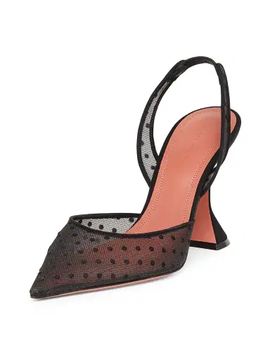 Amina Muaddi Women's Holli Lace Slingback Pumps - Lace Black Polka Dot | Thumbnail 2 Amina Muaddi Women's Holli Lace Slingback Pumps - Lace Black Polka Dot | Thumbnail 2