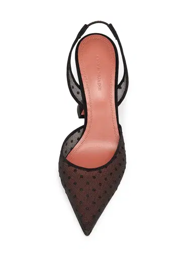 Amina Muaddi Women's Holli Lace Slingback Pumps - Lace Black Polka Dot | Thumbnail 4 Amina Muaddi Women's Holli Lace Slingback Pumps - Lace Black Polka Dot | Thumbnail 4